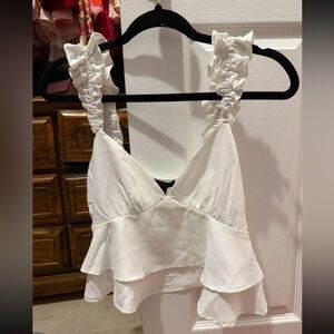 White Ruffled Top